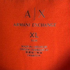 ARMANI EXCHANGE A|X Size XL Slim Red Alphabet Logo Block Print Soft T-Shirt