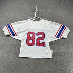 VINTAGE Russell Jersey Mens M White Blue Cropped Mesh Football Practice USA 90s