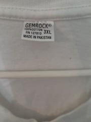 GEMROCK 100% Cotton Size 3XL White Tee Shirt Preowned But Barely If Ever Worn