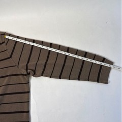 Faded Glory Mens 2XL Brown Striped V-Neck Long Sleeve Ribbed Knit Shirt RN52469
