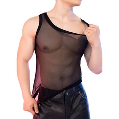 Men’s Sports Sleeveless Vest Sheer Mesh Tank Top Nightclub Party Shirt