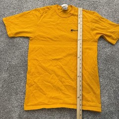 Champion Shirt Mens Small Yellow Embroidered Logo Classic Casual Tee 100% Cotton