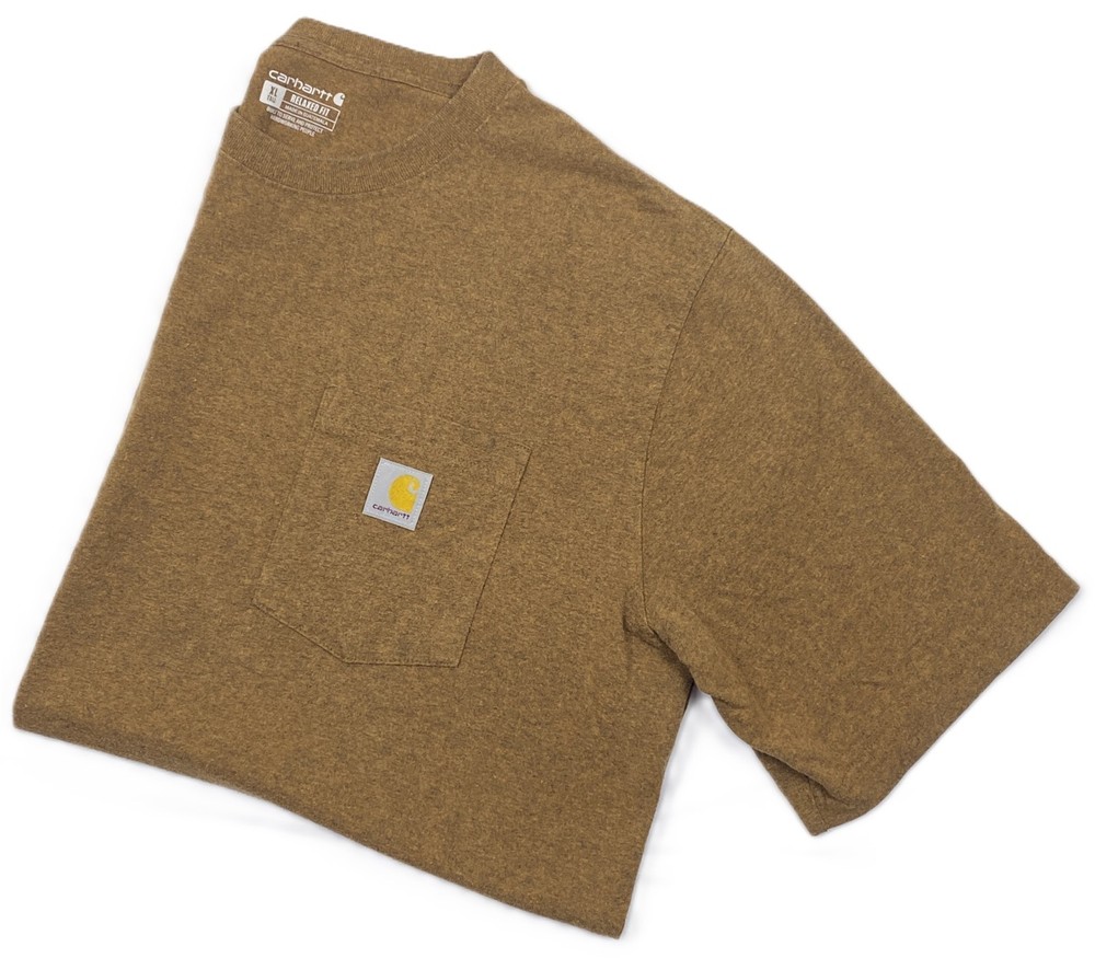 Carhartt Mens XL Tall Brown Heather Pocket T Shirt Relaxed Fit Workwear TX3296