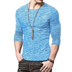 Zonbailon men’s T-shirt solid color slim-fit long sleeve autumn and winter