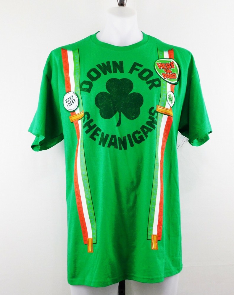St Patrick’s Day Men’s Shirt, Size XL, Green, 100% Cotton