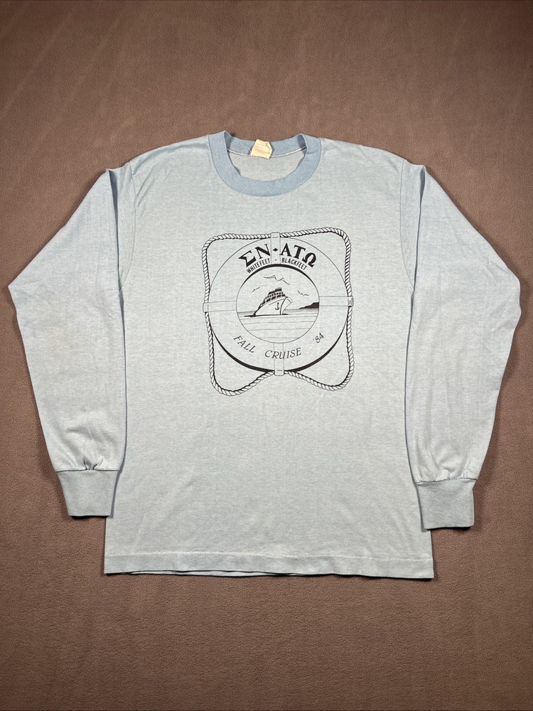 Vtg Sigma Nu Alpha Tau Omega Fall Cruise ‘84 Long Sleeve T Shirt Single Stitch L