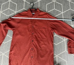COBRA S.C. Men’s Rust Red Textured 100% Cotton Long Sleeve Shirt – Made in Italy