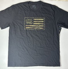 NWT What The Fin Shirt Mens XL Black Camo American Flag Patriotic Fishing Tee