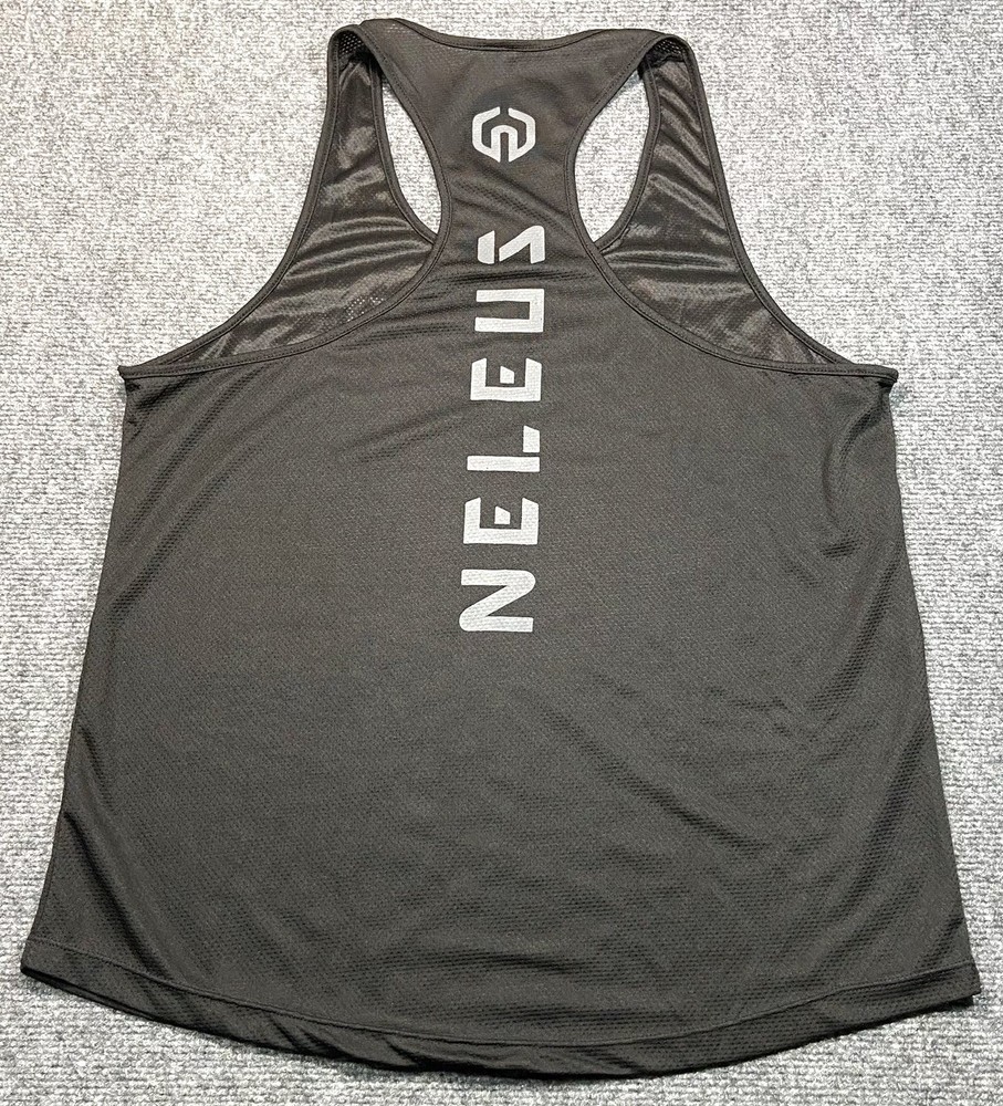 NELEUS ‘Dry Fit Logo Muscle’ Mesh Tank Top Men’s S Gym Workout Exercise Blk NEW!