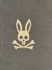 Psycho Bunny Waffle‑Knit Thermal Long Sleeve Shirt Medium Navy/Beige Embroidered