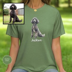 Custom Pet Portrait Comfort Tee Personalized Dog Cat Photo Shirt Gift Idea