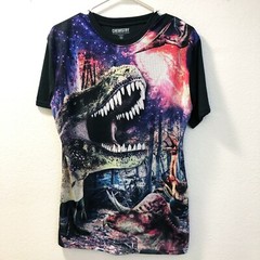 Chemistry Authentic Clothing Photo Real Shirt Sharks & Dinosaurs Size M 2pc LOT