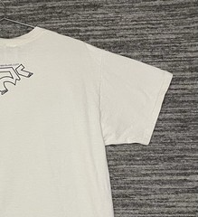 Vintage Bear With Antlers Geometric Style Shirt Size L Cream Color