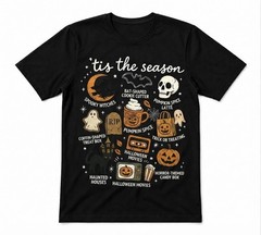 Halloween Tis’ The Season Pumpkin Witch Unisex Black T-shirt