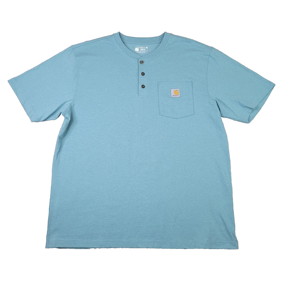 Carhartt Henley T Shirt Pocket Tee Mens 3XL Loose Fit Short Sleeve Blue K84