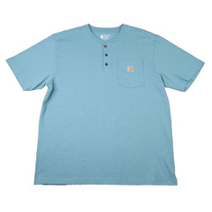 Carhartt Henley T Shirt Pocket Tee Mens 3XL Loose Fit Short Sleeve Blue K84