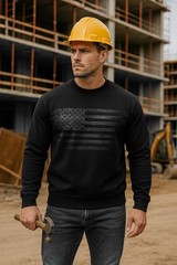 Distressed American Flag Sweatshirt | Patriotic USA Crewneck | Unisex Fleece