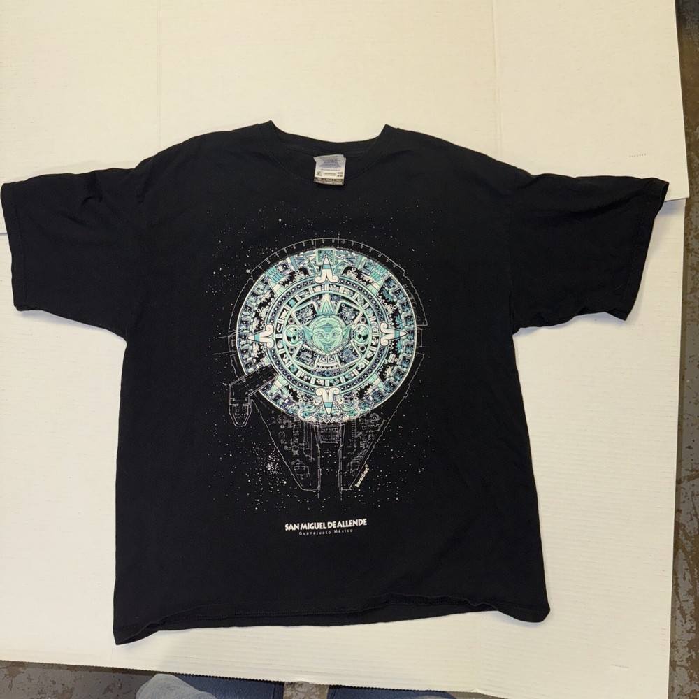 San Miguel De Allende Karani Art Mexico Space Ship Adult X-Large T Shirt