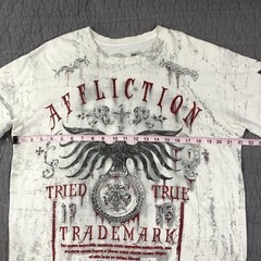 Affliction Shirt Men XL White Tried True Trademark Eagle Graphic Biker Red Foil