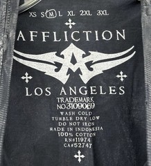 Affliction LIVE FAST SHIELD WINGED T Shirt Gray Blue Foil Accents Men’s M Grunge
