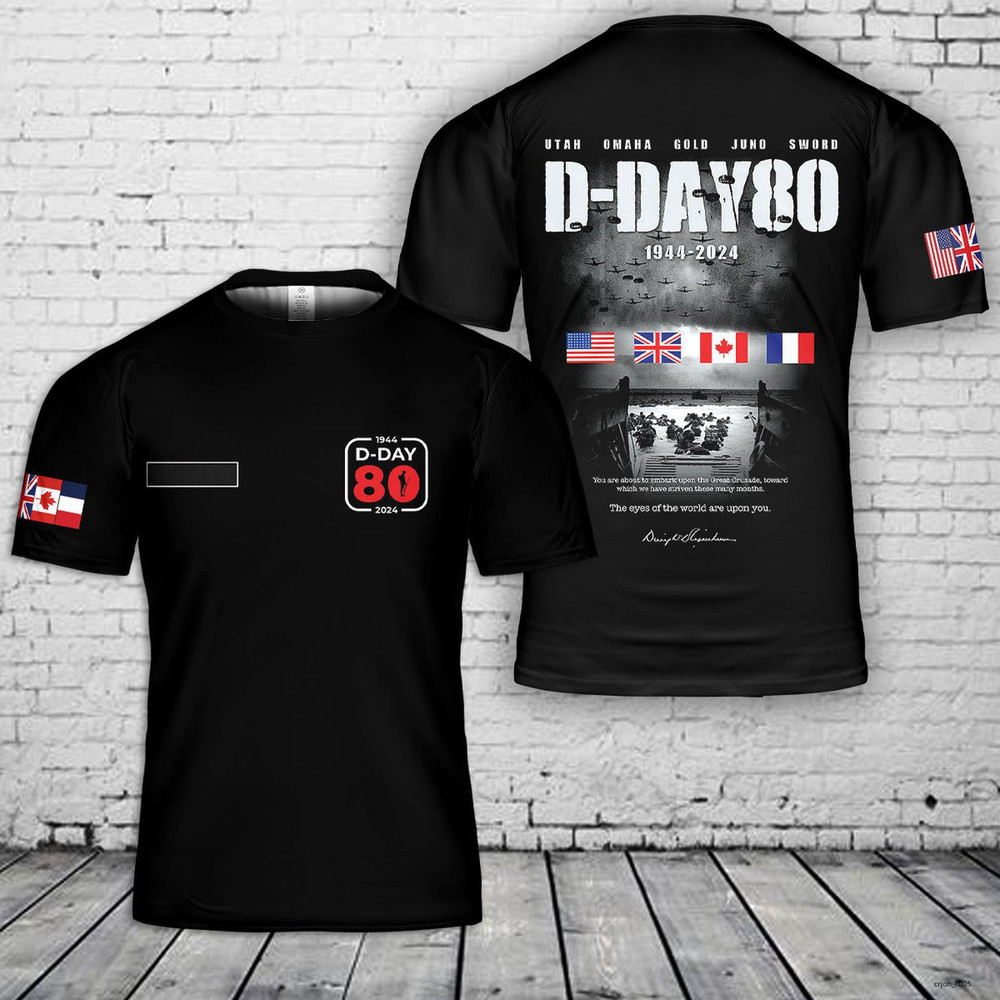 Custom Name 80th anniversary of D-Day T-Shirt 3D Fullsize