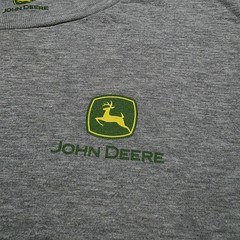 John Deere Mens L Gray Logo Generations Tee Tractors Plows Farm Graphic T-Shirt