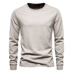 Solid Color Cotton T Shirt Men Casual O-neck Long Sleeved Mens Tshirts