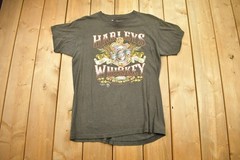3D Emblem T-Shirt 1986 Harley’s Whiskey USA 1Pc Black L Single Stitch Free Ship