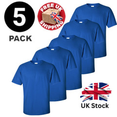 Mens Plain T-Shirt 5 Pack 100% Cotton Heavy Blend High Quality Short Sleeve Tee