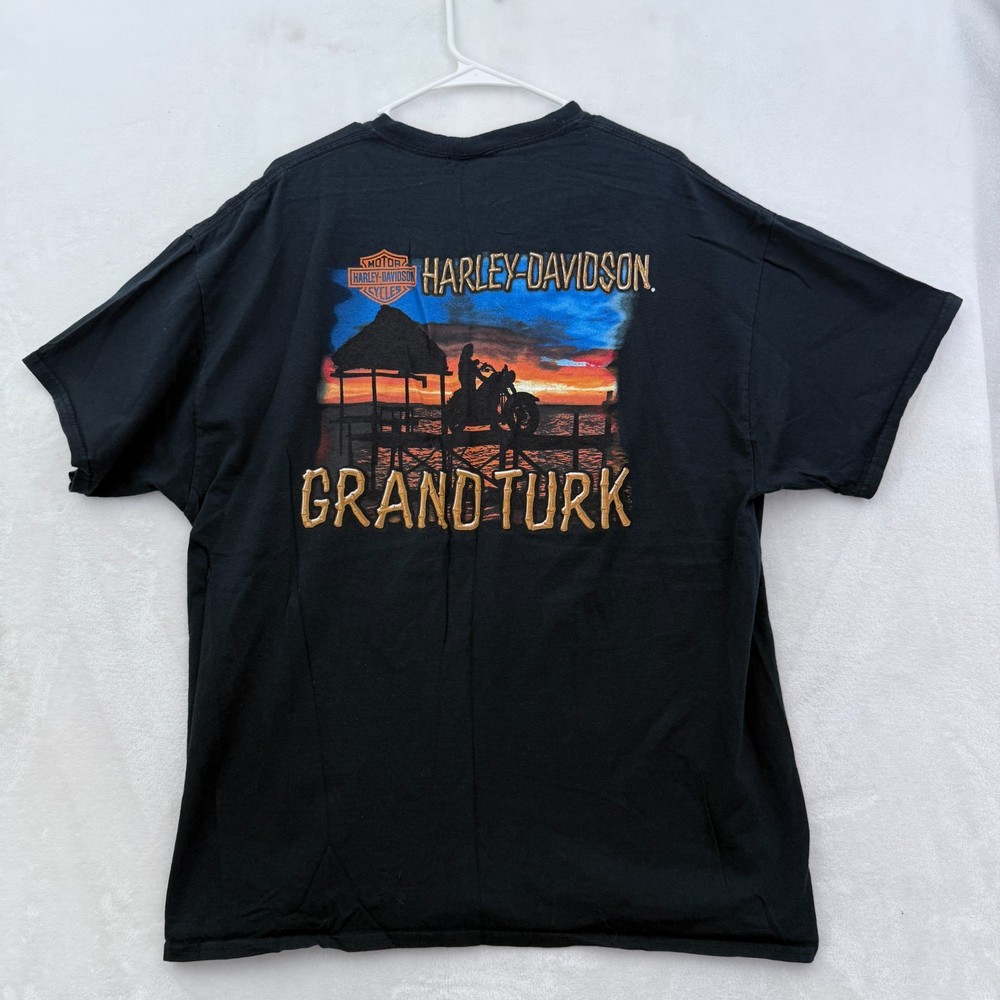 Harley Davidson T Shirt Men 2XL Black Grand Turk Girl Biker Motorcycle Wolf Bare