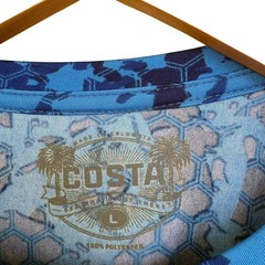 Costa Del Mar Mens Blue Digital Camo Performance Fishing Shirt Long Sleeve L
