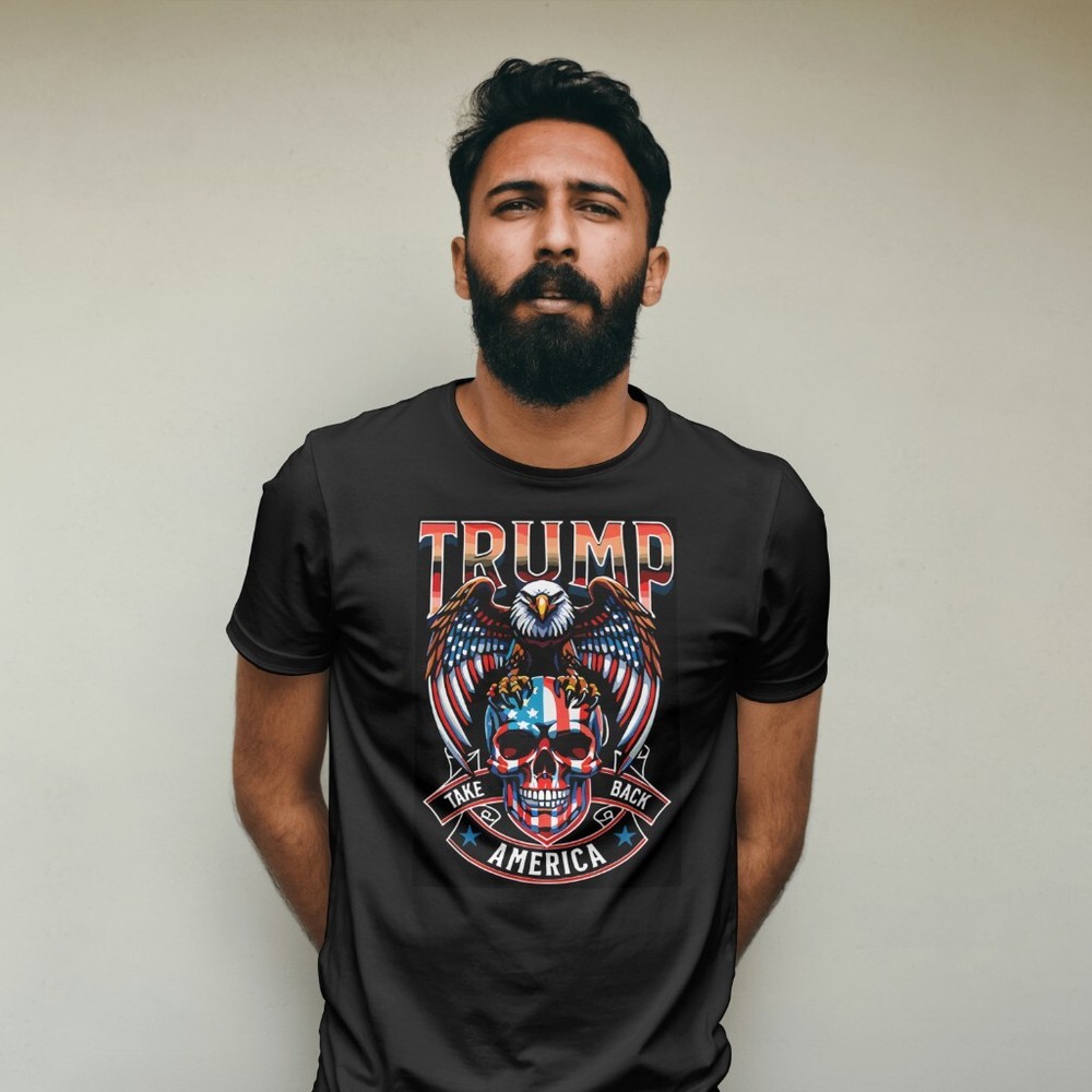 Trump Take America Back Patriotic Skull Graphic President Tee Shirt Streetwear
