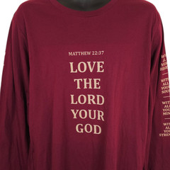 Christian T Shirt Mens Size XL Red Love The Lord Your God Matthew 22:37