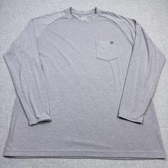 Huk Shirt Mens XL Gray Long Sleeve Crewneck Pocket Tagless Polyester Viscose
