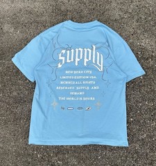 SUPPLY & DEMAND NYC GRAPHIC RHINESTONE STREETWEAR MEDIUM BABY LIGHT BLUE