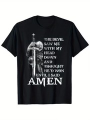Men’S Vintage Knight Templar Christian Warrior T-Shirt – “The Devil Saw Me with