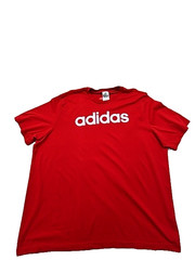 Adidas Mens T-Shirt Red Logo 2XL Short Sleeve Crew Neck Cotton Tee