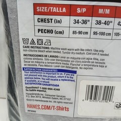 Hanes T-shirts Tagless Cotton Lay Flat Crewneck – Black & Grey – Size L 42-44″.