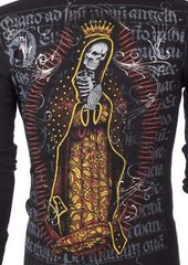 Archaic by Affliction Men’s Thermal Shirt DEATH MARY Skull Biker Black
