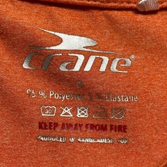 CRANE T-Shirt Men’s Large Orange Crew Neck Active 95% Polyester 5% Elastane