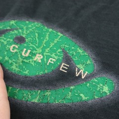 Vtg Curfew Band T Shirt Mens Large Black 90s Skate Surf Streetwear Smiley Tee