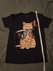 Niepce Samurai Swordart Cat Graphic Tee Japanese Streetwear Crewneck T-Shirt
