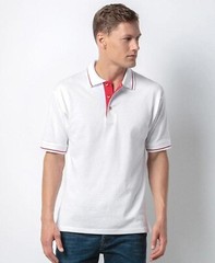 Mens Polo T Shirt Short Sleeve Contrast Striped Cotton Pique Casual Collared Top