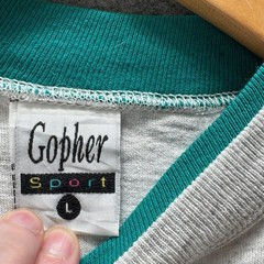 Vintage Gopher Sport Shirt Mens L Gray Crewneck T-Shirt Contrasting Trim Summer