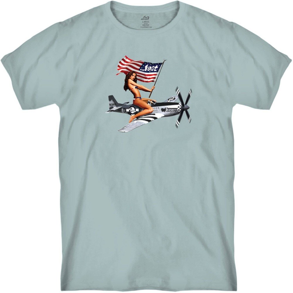 LOST Men’s S/S T-Shirt FIREWALL – Light Blue – Medium – NWT – LAST ONE LEFT