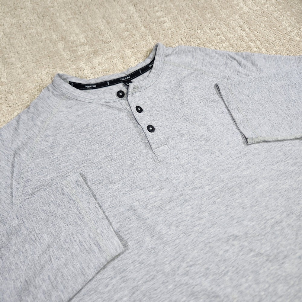 Public Rec Shirt Men XL Gray Go To Henley Pima Cotton Stretch Blend Long Sleeve