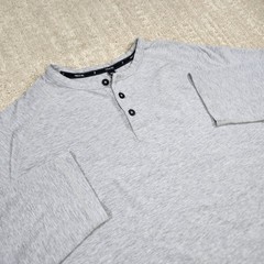 Public Rec Shirt Men XL Gray Go To Henley Pima Cotton Stretch Blend Long Sleeve