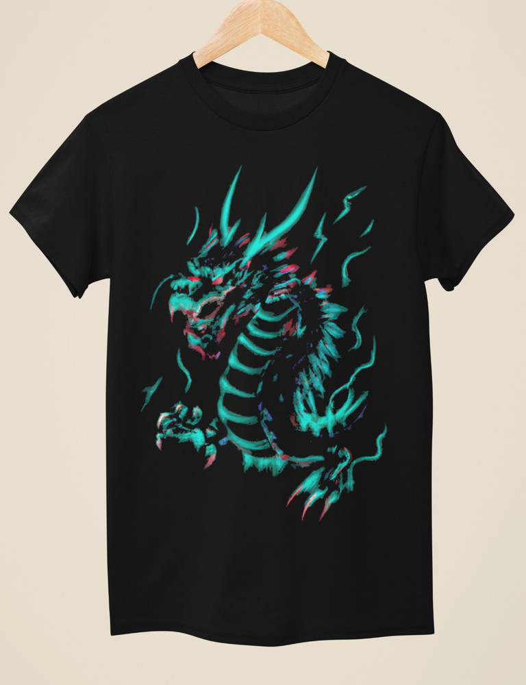 Neon Dragon – Tattoo Inspired Unisex Black T-Shirt