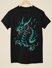 Neon Dragon – Tattoo Inspired Unisex Black T-Shirt