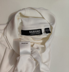 Mens Murano Liquid Luxury Long Sleeve Turtle Neck White Cotton Pullover Shirt L